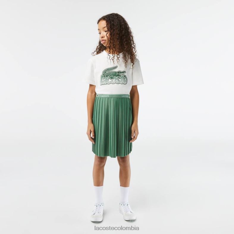 falda de punto plisada verde caqui Lacoste ropa niños 80XZX3090