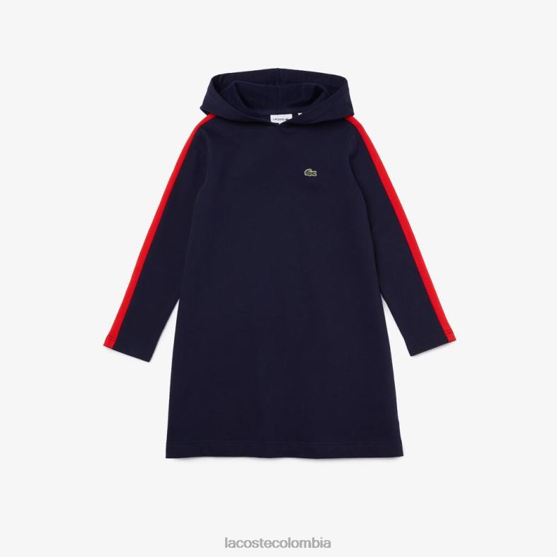 vestido con capucha y banda en contraste azul marino/rojo Lacoste ropa niños 80XZX3274