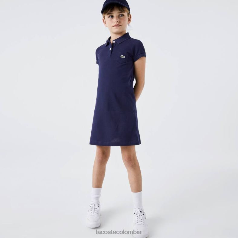 vestido tipo polo de algodón Azul marino Lacoste ropa niños 80XZX3083