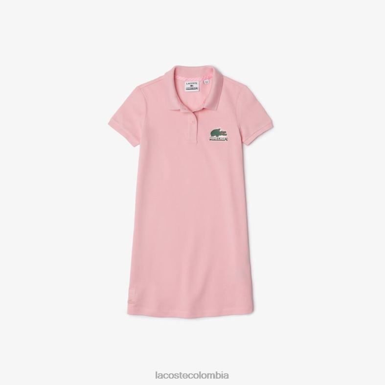 vestido tipo polo de piqué de algodón rosa Lacoste x Minecraft ropa niños 80XZX3297