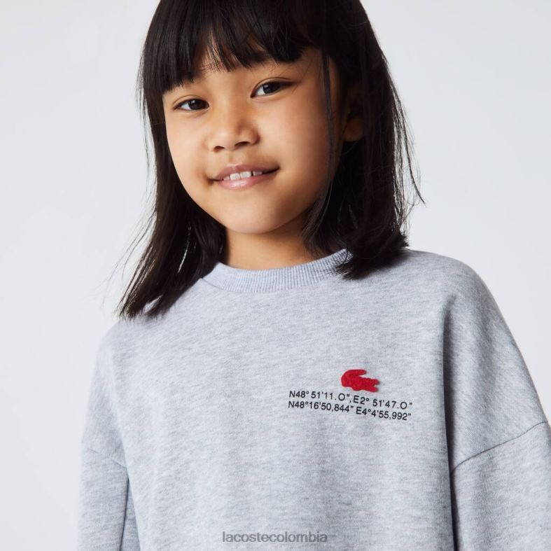 vestido tipo sudadera de felpa de algodón lomo gris Lacoste ropa niños 80XZX3271