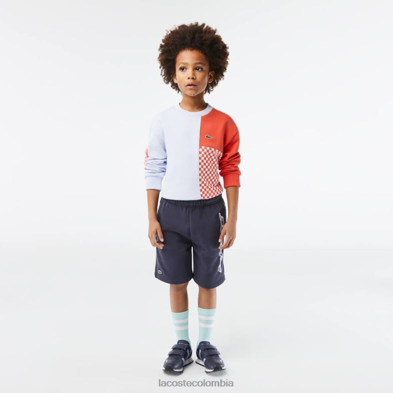 shorts de algodón orgánico con marca en contraste azul Lacoste ropa niños 80XZX3088