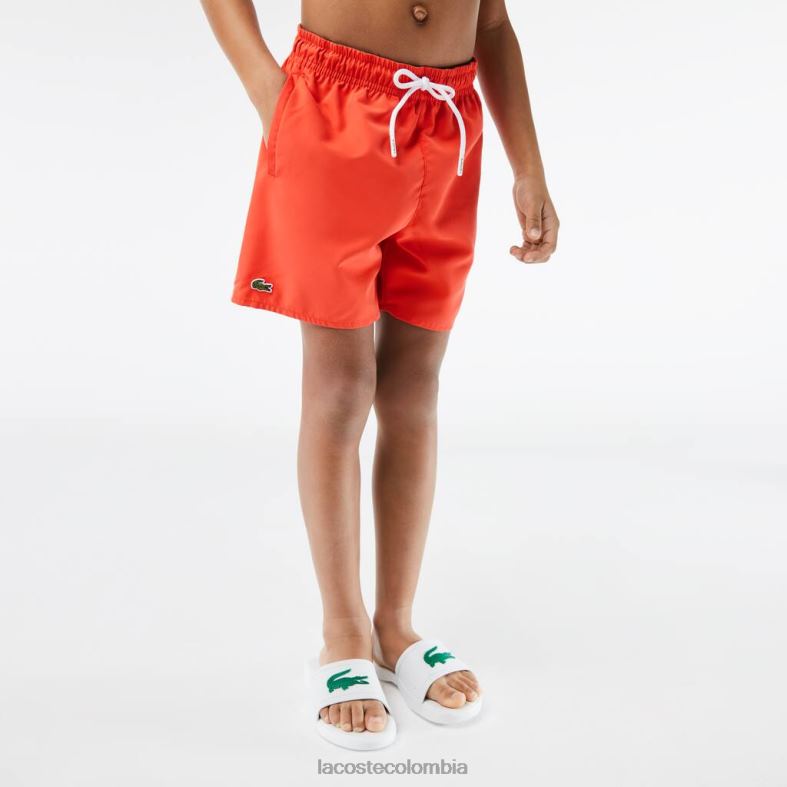 shorts de baño lisos de secado rápido naranja/verde Lacoste ropa niños 80XZX3104