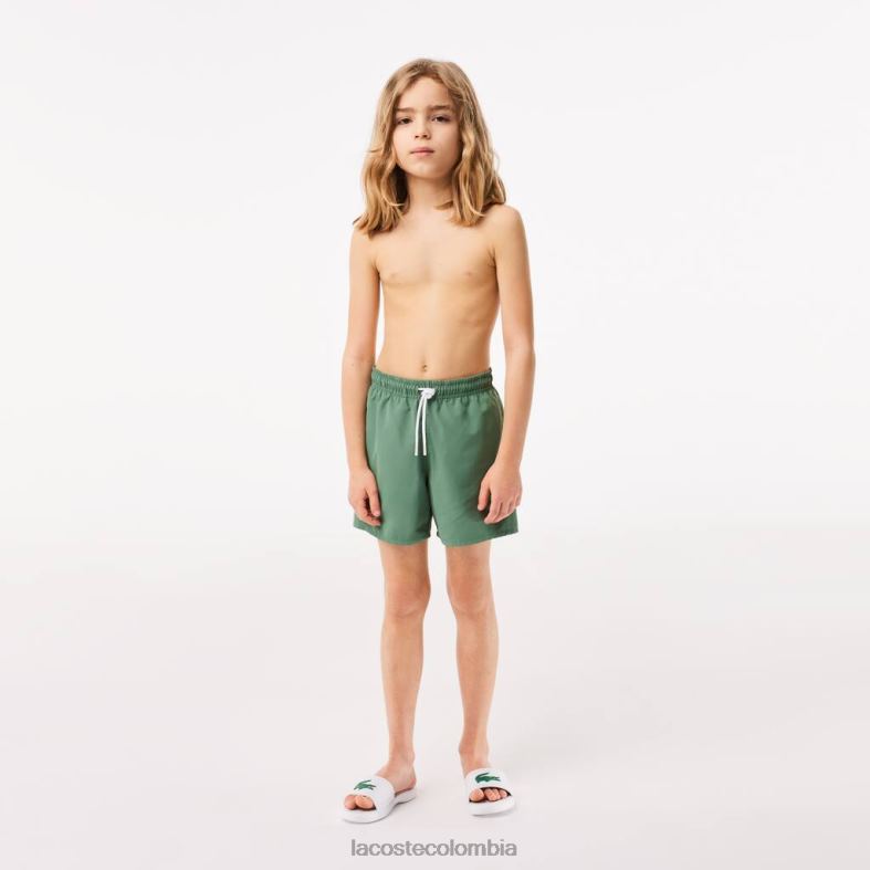 shorts de baño lisos de secado rápido verde caqui/verde Lacoste ropa niños 80XZX3105