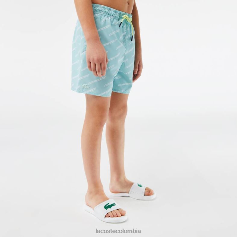 bañador de poliéster reciclado estampado menta Lacoste ropa niños 80XZX3108