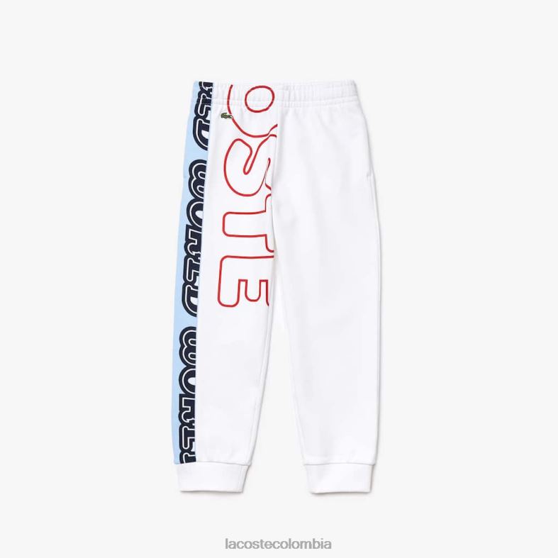 pantalones jogging de felpa de algodón con la marca blanco Lacoste ropa niños 80XZX3246