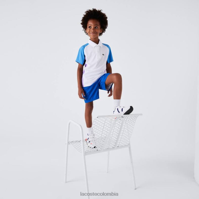polo de tenis sport regular fit con detalle de malla blanco/azul/azul marino/morado Lacoste ropa niños 80XZX3168