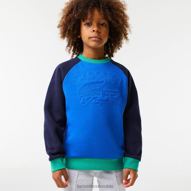 sudadera con logo y bloques de color azul marino/azul/verde Lacoste ropa niños 80XZX3194