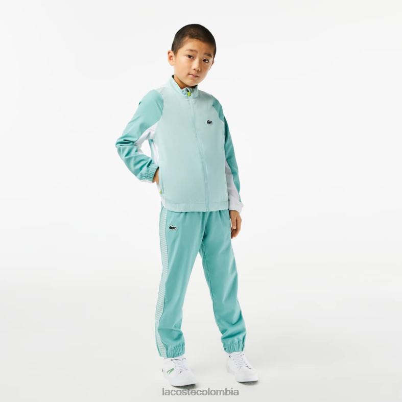 conjunto de joggers con bloques de colores de tenis verde claro/verde/blanco/amarillo Lacoste ropa niños 80XZX3046