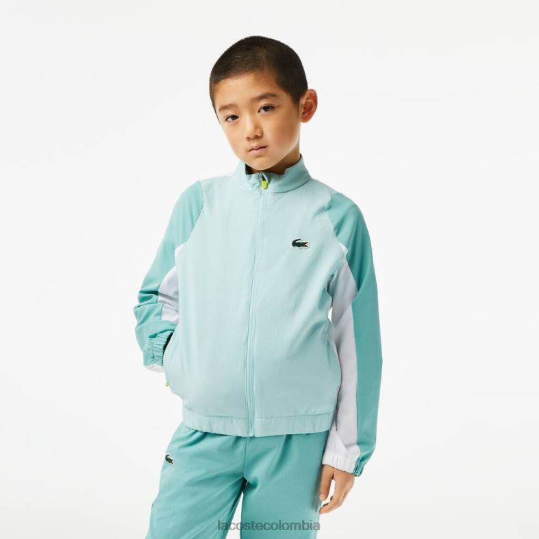 conjunto de joggers con bloques de colores de tenis verde claro/verde/blanco/amarillo Lacoste ropa niños 80XZX3046