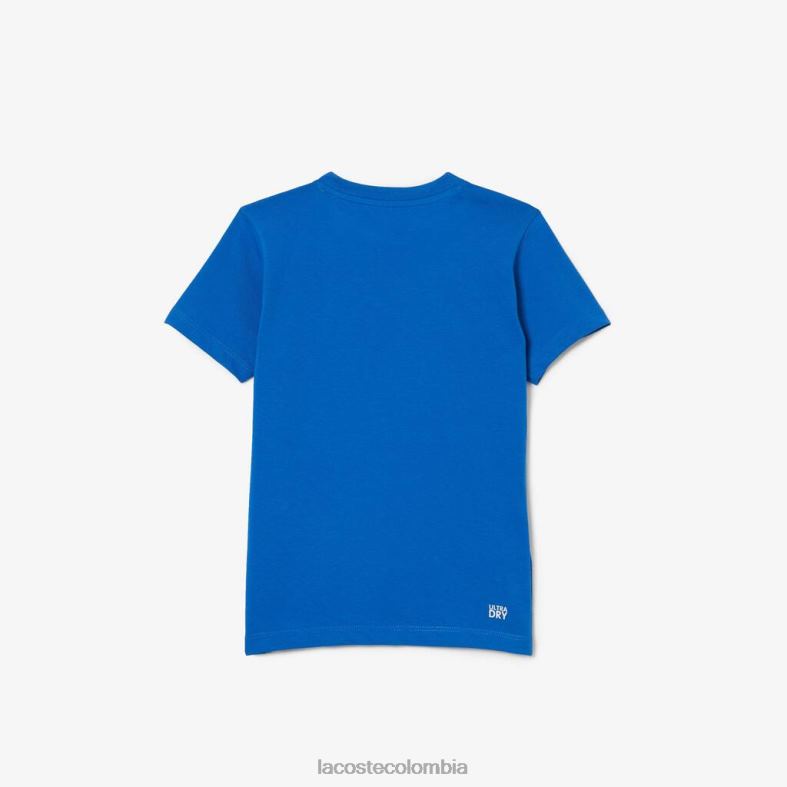 Camiseta deportiva de tenis con efecto cocodrilo oversize azul blanco Lacoste ropa niños 80XZX3157