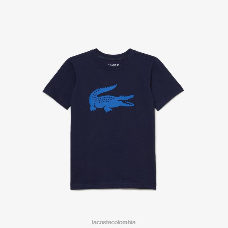 Camiseta deportiva de tenis con efecto cocodrilo oversize azul marino/azul Lacoste ropa niños 80XZX3023