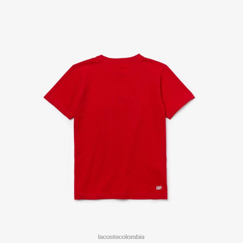 Camiseta deportiva de tenis con efecto cocodrilo oversize rojo blanco Lacoste ropa niños 80XZX3021