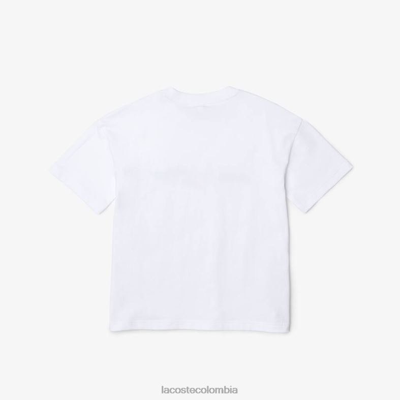 camiseta con la marca en punto de algodón orgánico blanco Lacoste ropa niños 80XZX3040