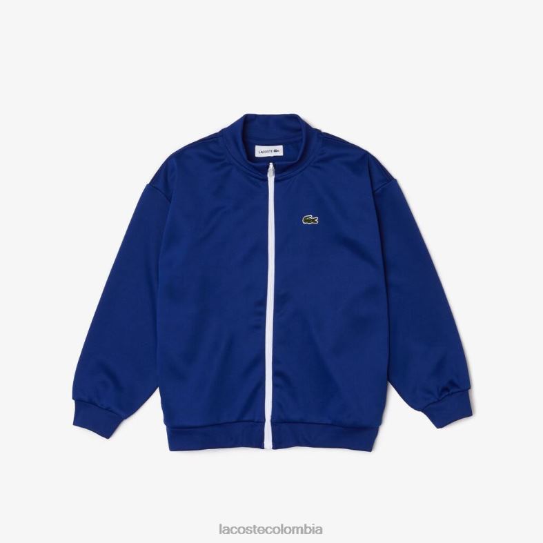 chaqueta polar con cremallera y cuello alto con la marca Heritage azul blanco Lacoste ropa niños 80XZX3249