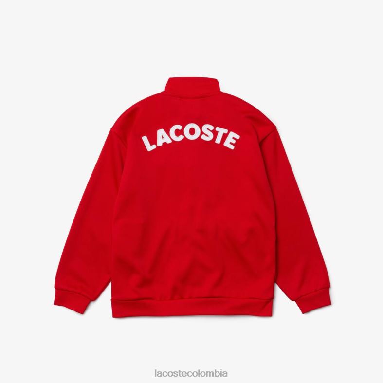 chaqueta polar con cremallera y cuello alto con la marca Heritage rojo blanco Lacoste ropa niños 80XZX3250