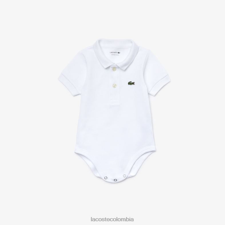 Conjunto de caja de mono de piqué de algodón orgánico blanco Lacoste ropa niños 80XZX2988