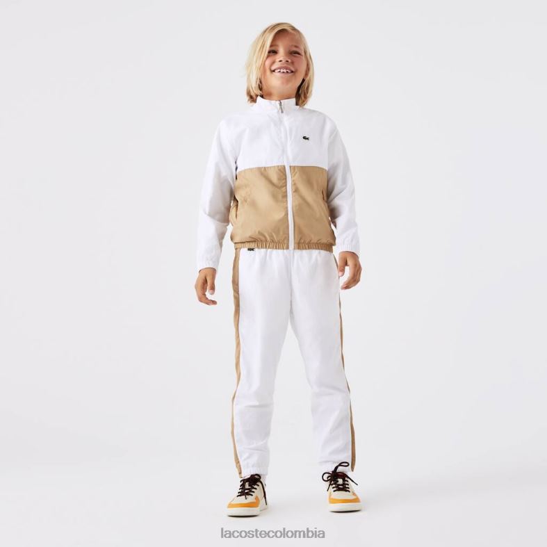 pantalones de chándal con banda en contraste blanco/beige Lacoste ropa niños 80XZX3224