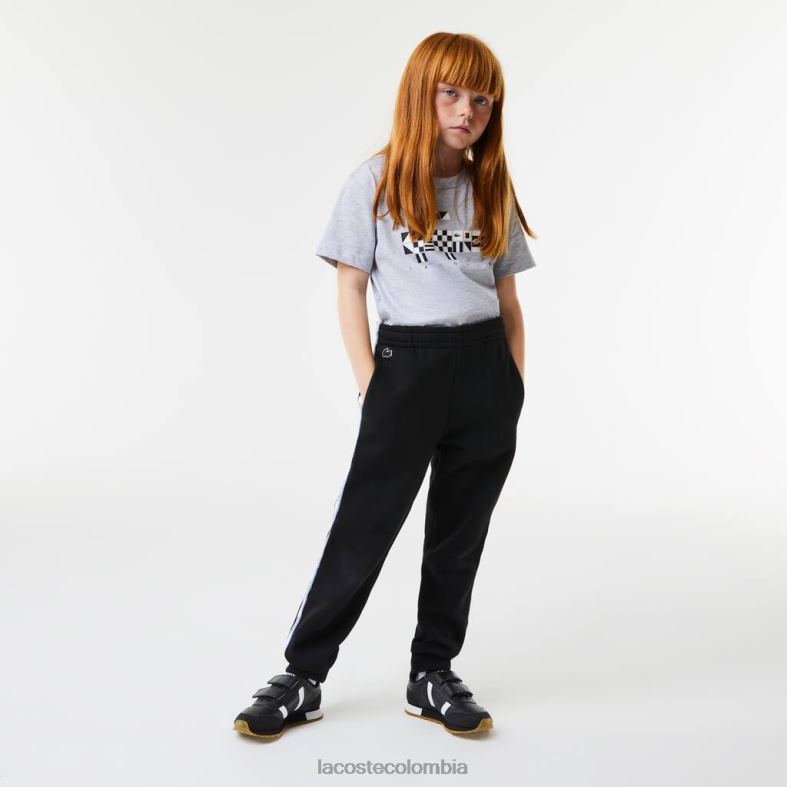 pantalones de chándal con bandas estampadas azul negro Lacoste ropa niños 80XZX3223