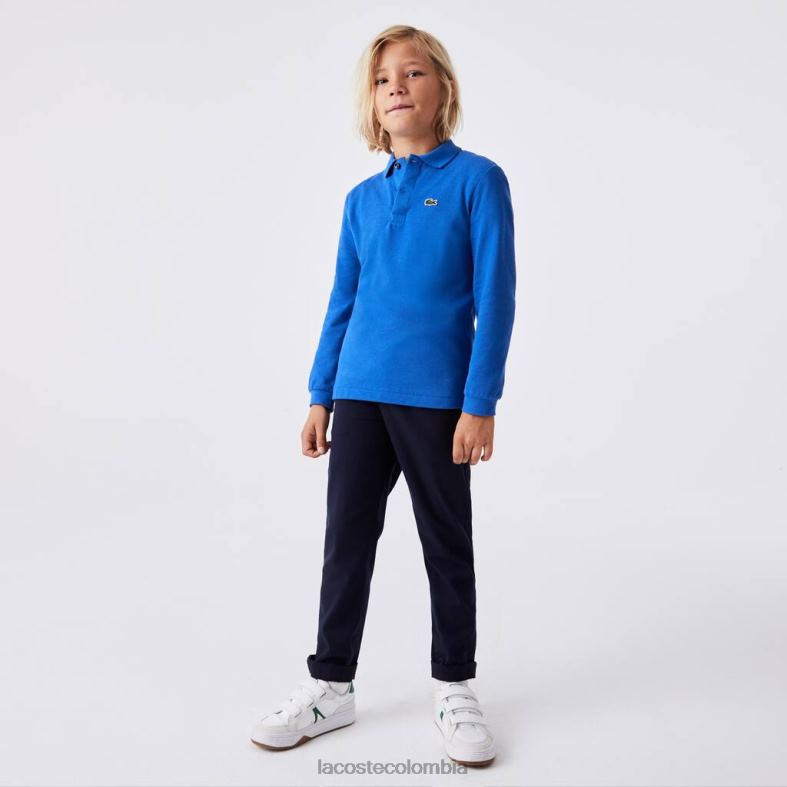 polo de petit piqué de corte regular azul Lacoste ropa niños 80XZX2943