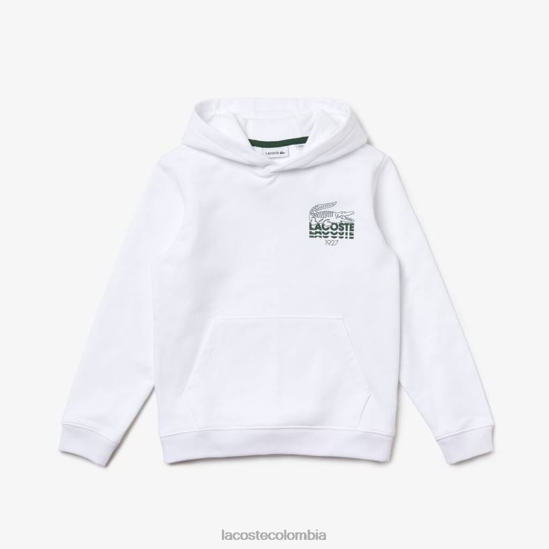 sudadera con capucha de cocodrilo blanco Lacoste ropa niños 80XZX3202