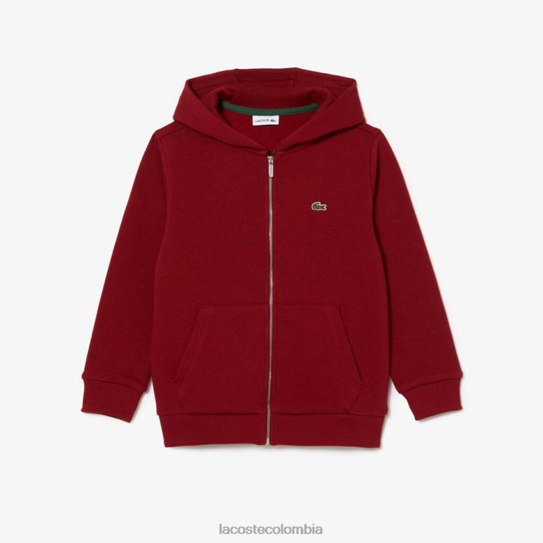 sudadera con capucha y bolsillo canguro Burdeos Lacoste ropa niños 80XZX3192
