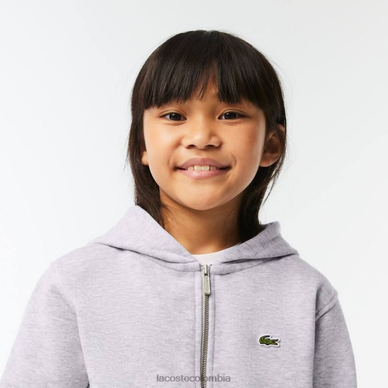 sudadera con capucha y bolsillo canguro lomo gris Lacoste ropa niños 80XZX3191