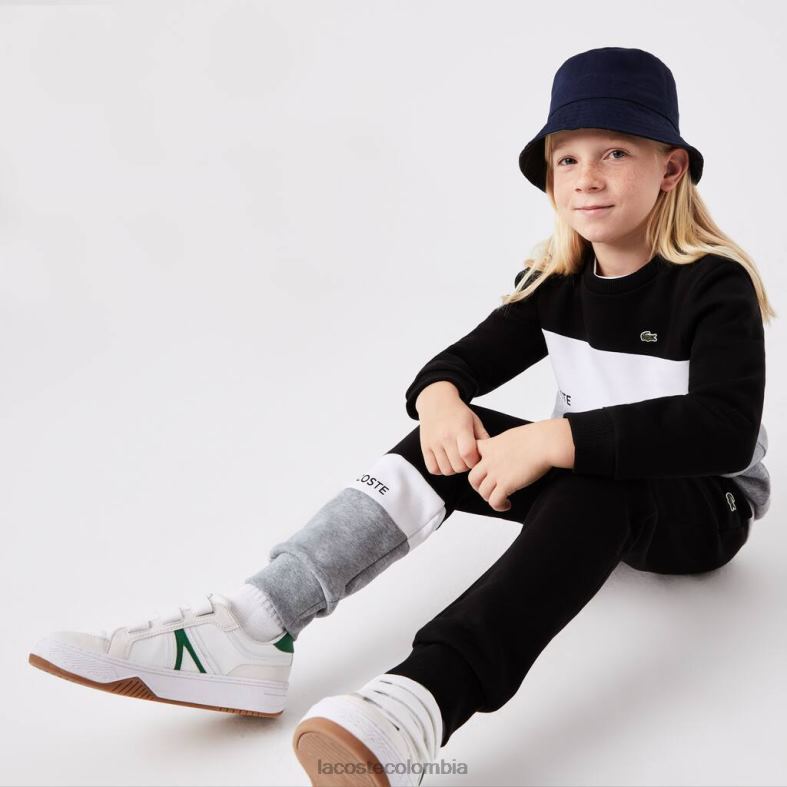 sudadera con cuello redondo y logo negro/blanco/gris chino Lacoste ropa niños 80XZX3236