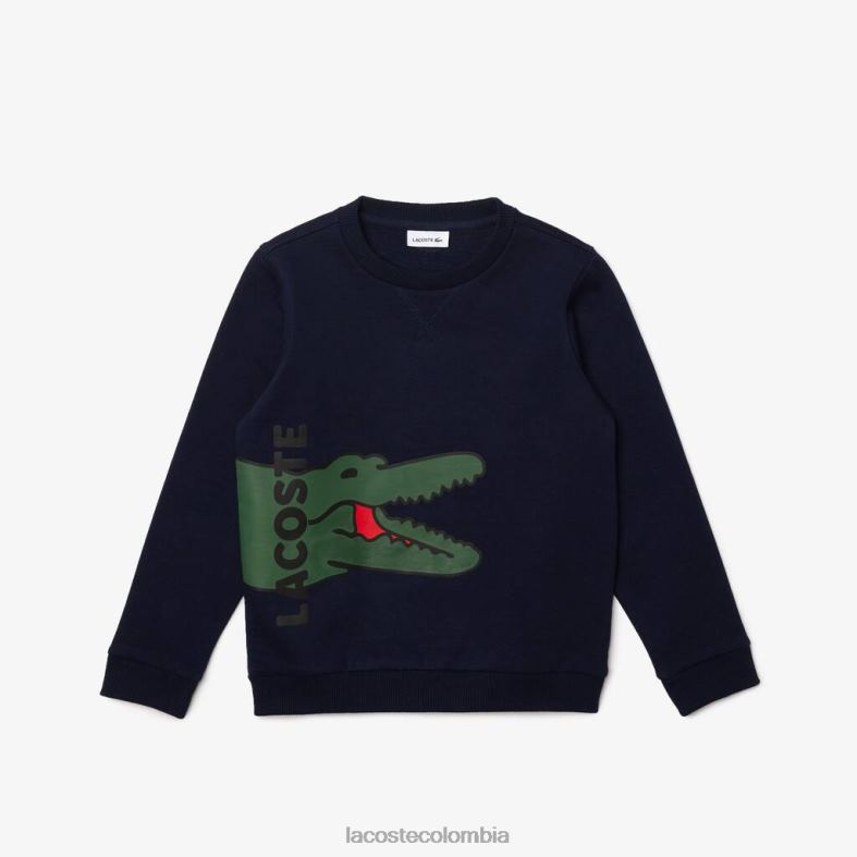 sudadera con estampado de cocodrilo azul marino/blanco Lacoste ropa niños 80XZX3245