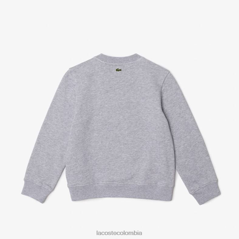 sudadera de felpa de algodón orgánico lomo gris Lacoste ropa niños 80XZX3050