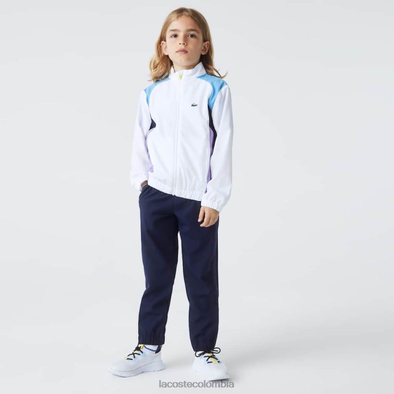 chándal deportivo de tenis con bloques de color blanco/azul/azul marino/morado Lacoste ropa niños 80XZX3185
