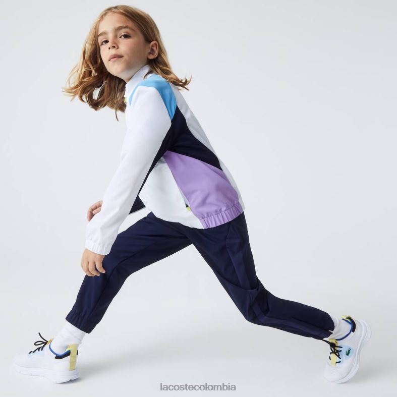 chándal deportivo de tenis con bloques de color blanco/azul/azul marino/morado Lacoste ropa niños 80XZX3185
