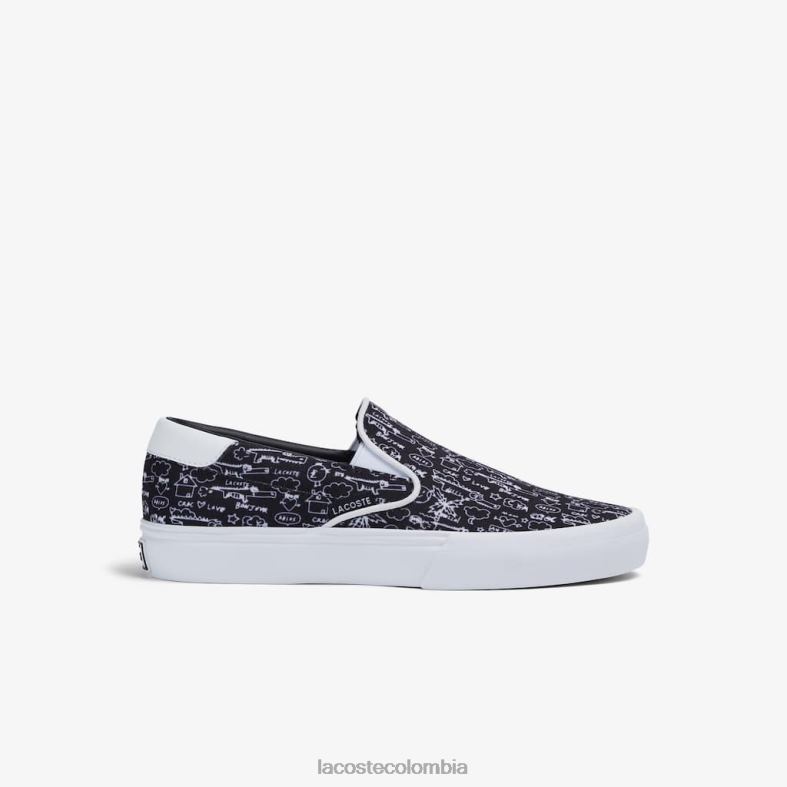 salto servir textil sin cordones blanco negro Lacoste zapatos niños 80XZX3322