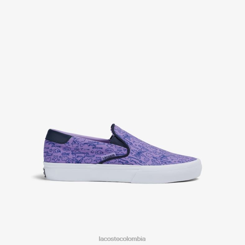 salto servir textil sin cordones morado/blanco Lacoste zapatos niños 80XZX3323