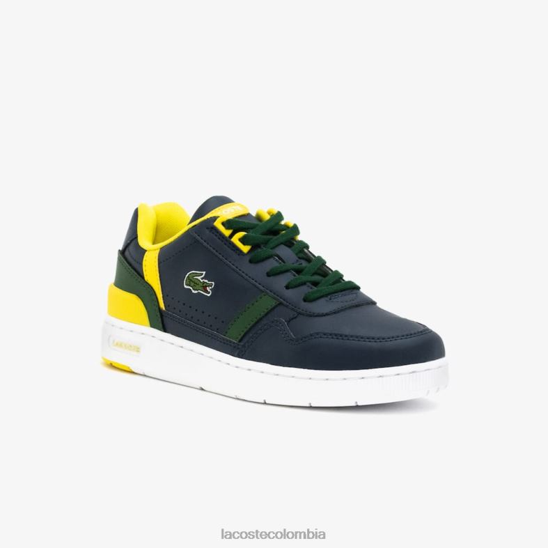 zapatillas deportivas con clip en forma de T de material sintético azul marino y verde Lacoste zapatos niños 80XZX3315