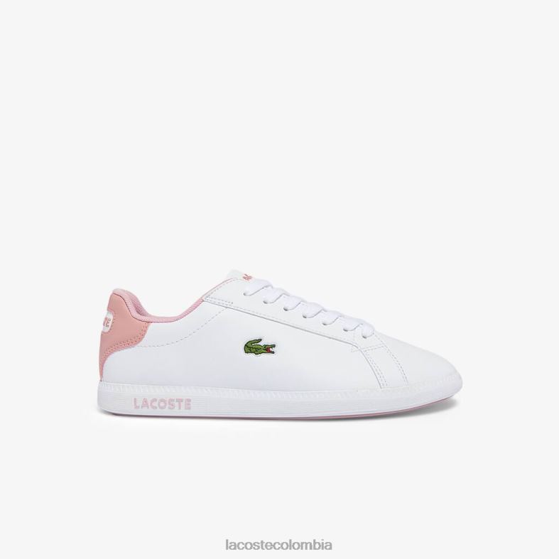 zapatillas graduadas sintéticas blanco y rosa claro Lacoste zapatos niños 80XZX3330