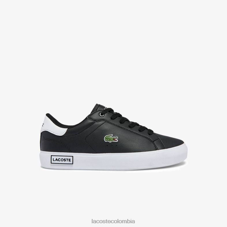 zapatillas powercourt sintéticas blanco negro Lacoste zapatos niños 80XZX3309