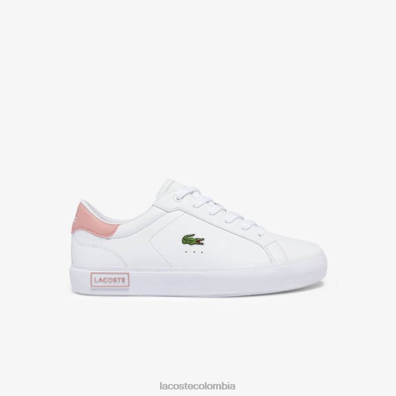 zapatillas powercourt sintéticas blanco y rosa claro Lacoste zapatos niños 80XZX3308