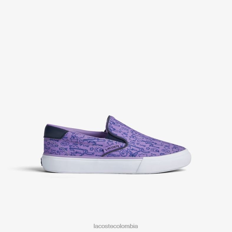 salto servir textil sin cordones morado/blanco Lacoste zapatos niños 80XZX3235