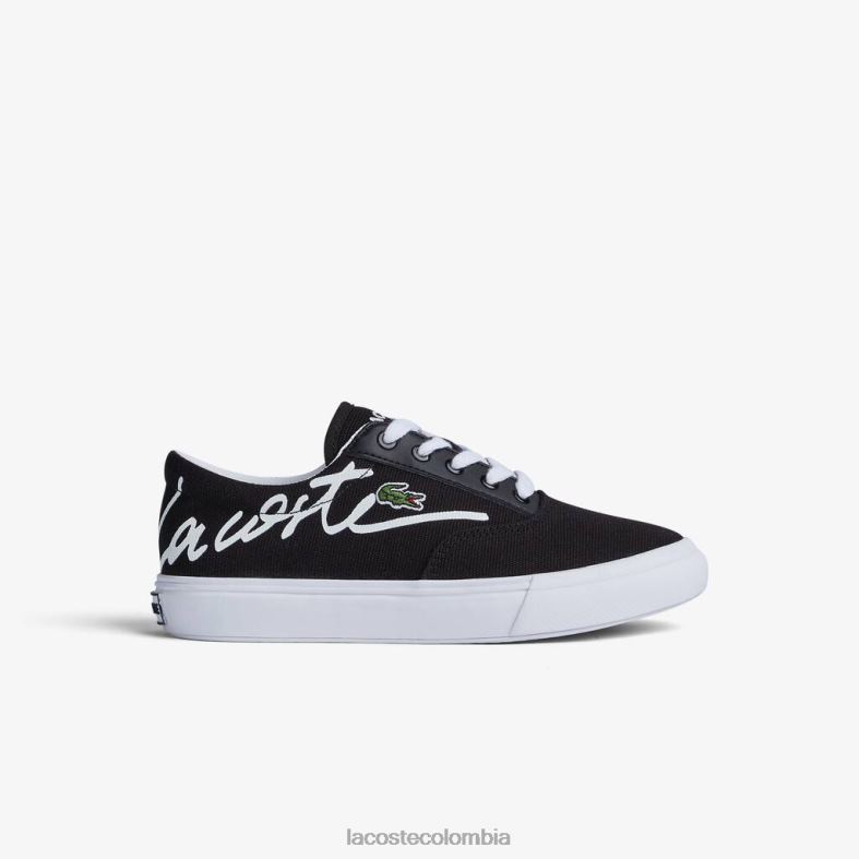 zapatillas Jump Serve de encaje y tela blanco negro Lacoste zapatos niños 80XZX3305