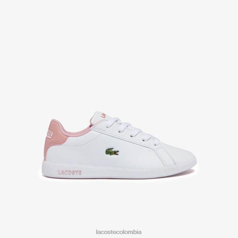 zapatillas graduadas sintéticas blanco y rosa claro Lacoste zapatos niños 80XZX3231