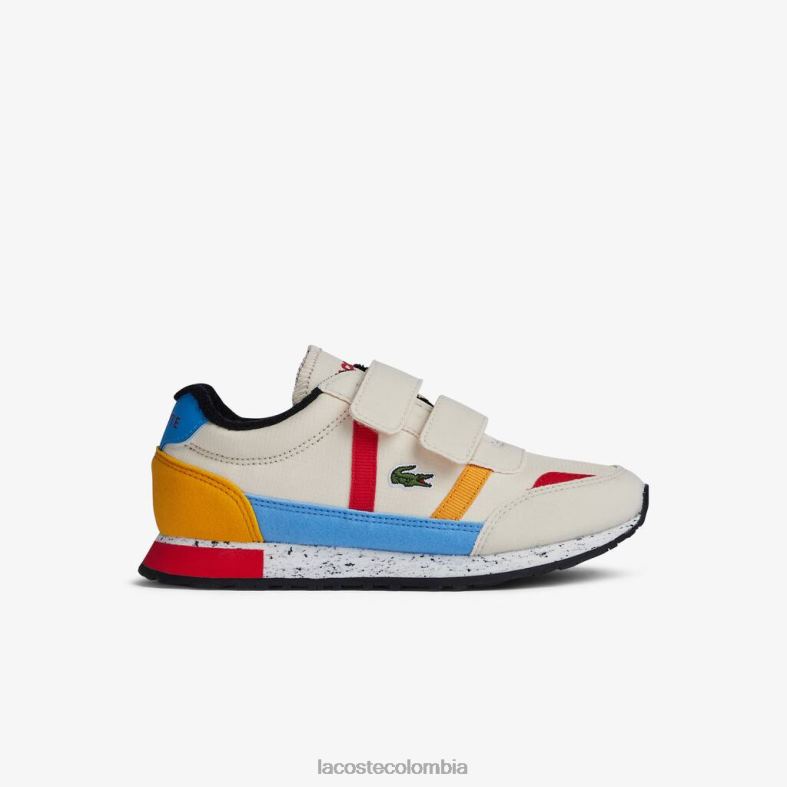 zapatos al aire libre sintéticos de invierno socio blanco roto y amarillo Lacoste zapatos niños 80XZX3306