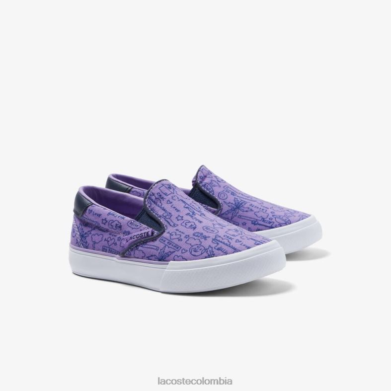 salto servir textil sin cordones morado/blanco Lacoste zapatos niños 80XZX2969
