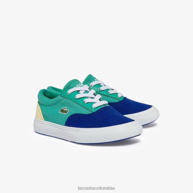 zapatillas Jump Serve de lona con encaje azul verde Lacoste zapatos niños 80XZX2976