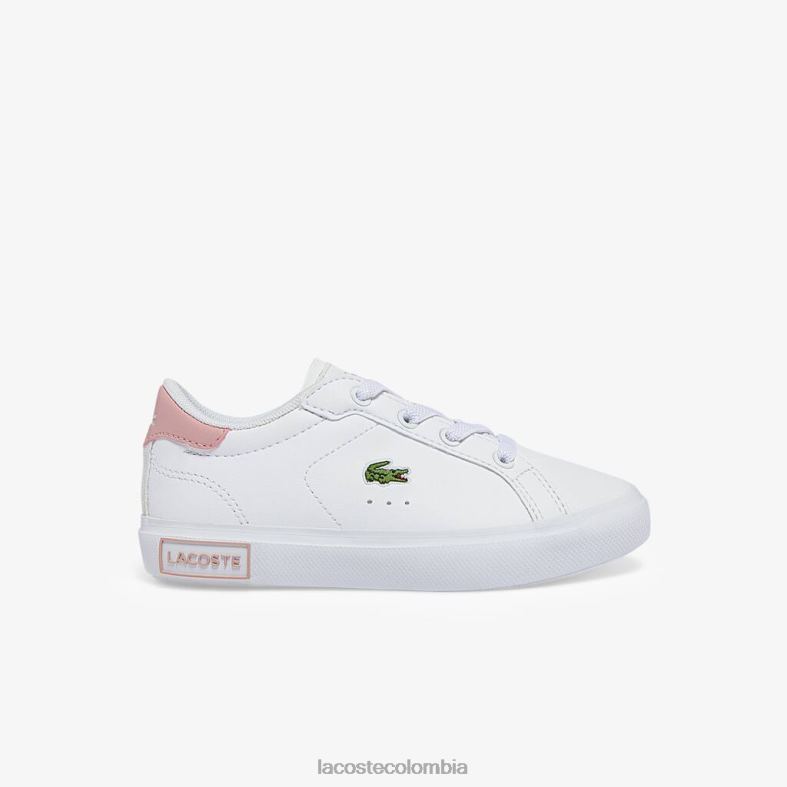 zapatillas powercourt sintéticas blanco y rosa claro Lacoste zapatos niños 80XZX2936