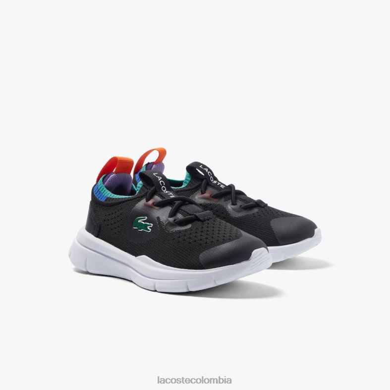 zapatillas run spin knit textil color contraste azul negro Lacoste zapatos niños 80XZX2981