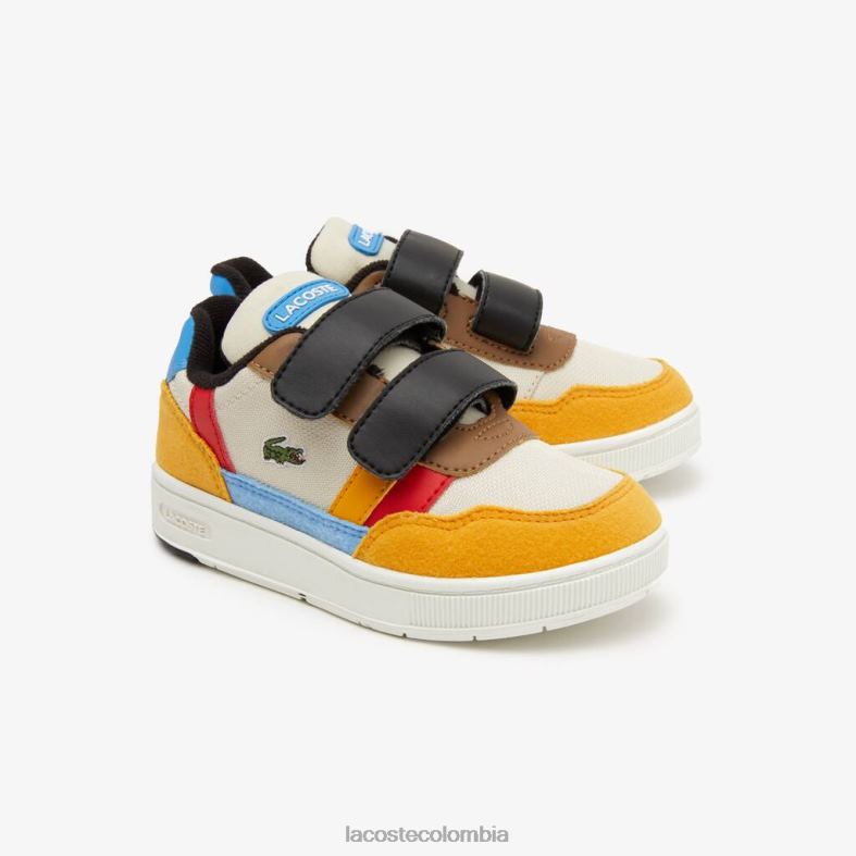 zapatos al aire libre sintéticos de invierno t-clip blanco roto y amarillo Lacoste zapatos niños 80XZX2992