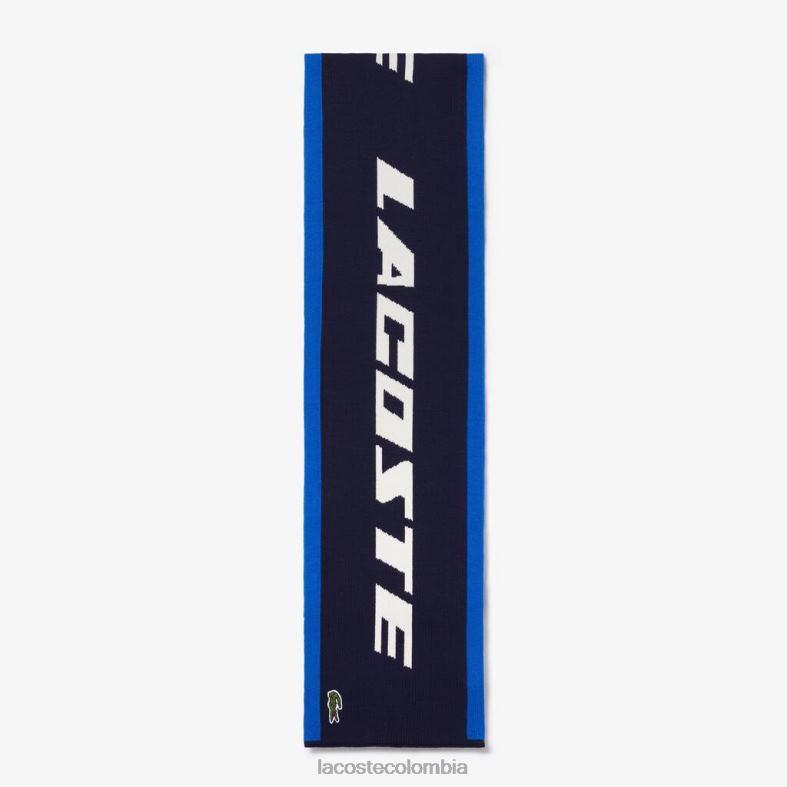 bufanda con logo y bloques de color azul/azul marino/blanco Lacoste accesorios unisexo 80XZX2926