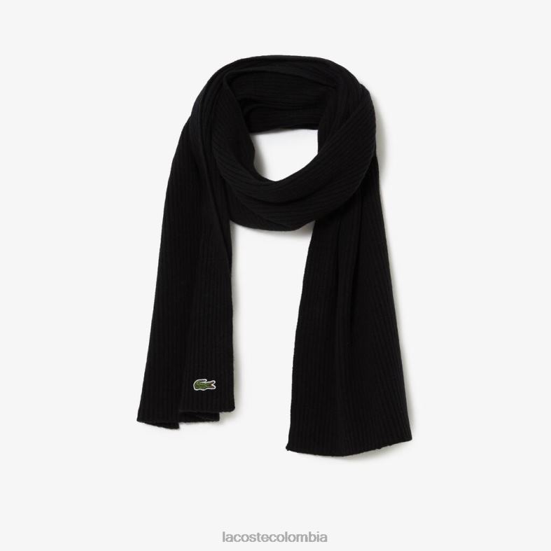 bufanda de lana acanalada negro Lacoste accesorios unisexo 80XZX2283