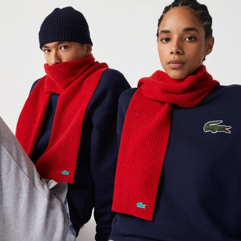 bufanda de lana moteada rojo Lacoste accesorios unisexo 80XZX2303